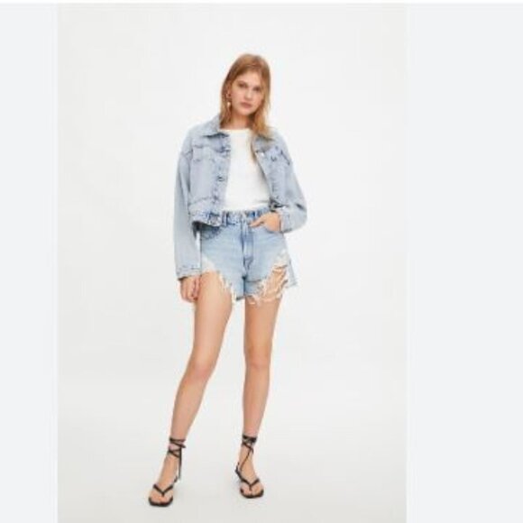 Zara Trafulac - Boyfriend Denim Short in Island Blue - Size 8 - Picture 1 of 11